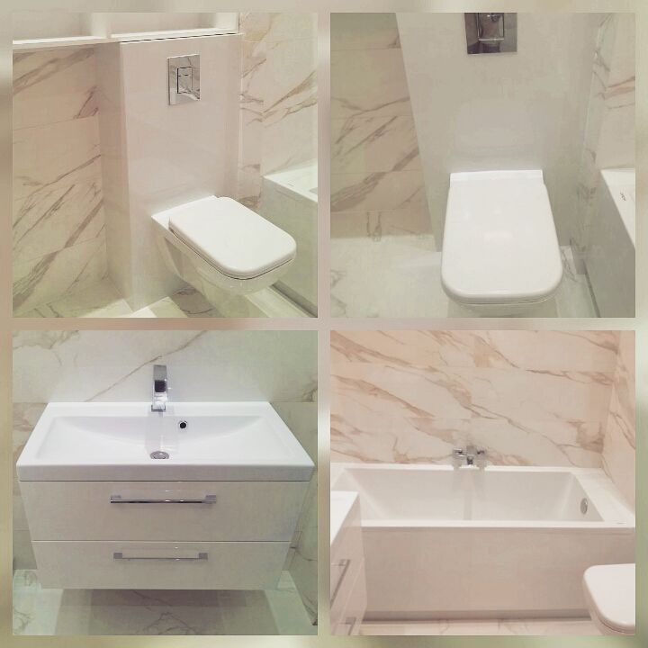 Łazienka z płytkami z marmurowym dekorem